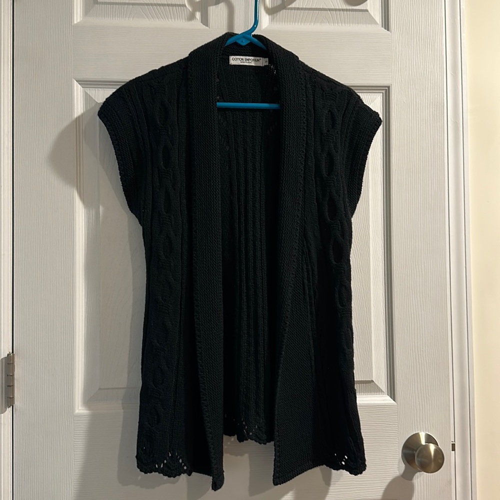 Cotton Emporium Black Knit Vest/Cardigan Size Small